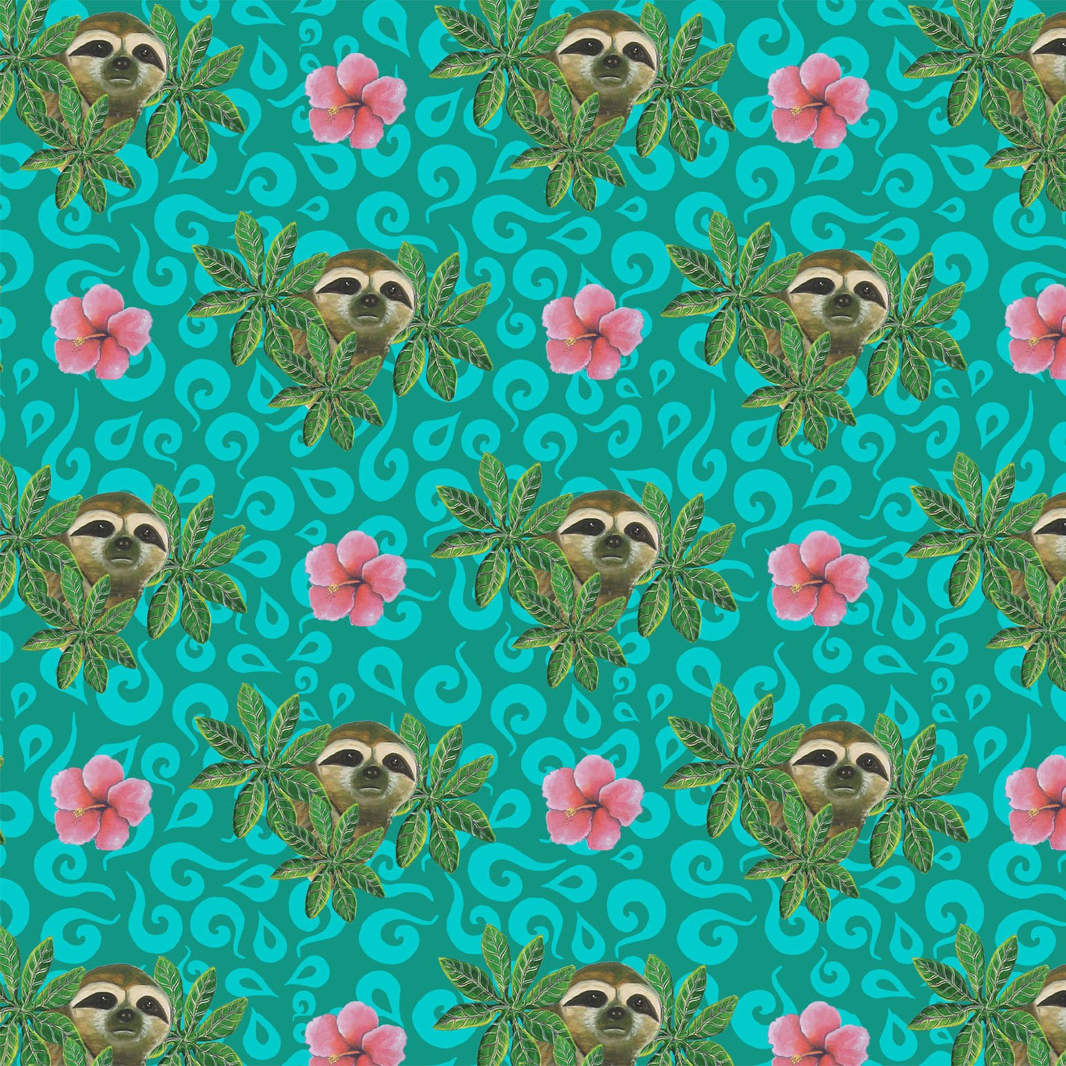 sloth-pattern-in-green